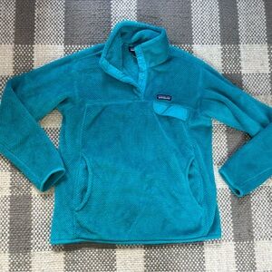 Patagonia Pullover Women’s Large In Blue 1/4 Snap Sweatshirt With Polartec